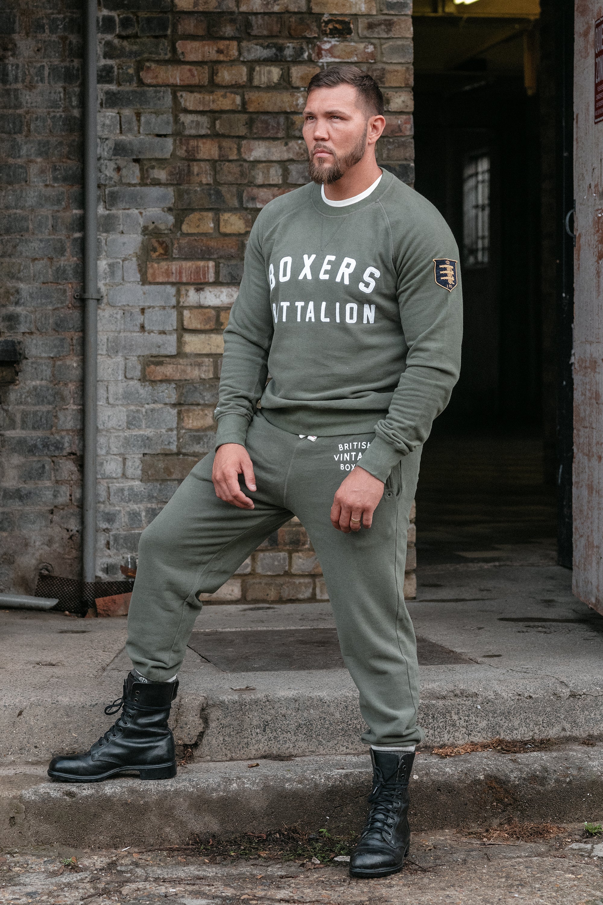 BOXERS BATTALION APPLIQUÉ CREWNECK SWEATSHIRT